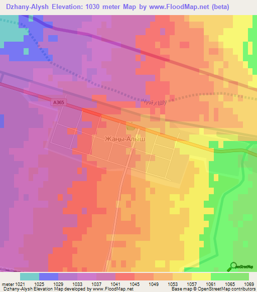 Dzhany-Alysh,Kyrgyzstan Elevation Map