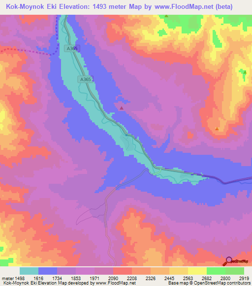 Kok-Moynok Eki,Kyrgyzstan Elevation Map