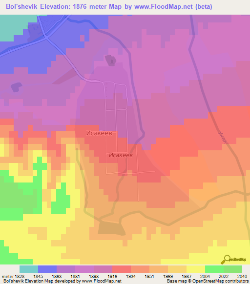 Bol'shevik,Kyrgyzstan Elevation Map