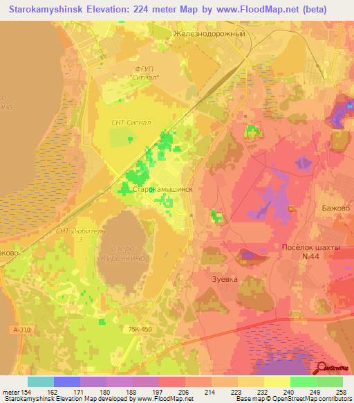 Starokamyshinsk,Russia Elevation Map