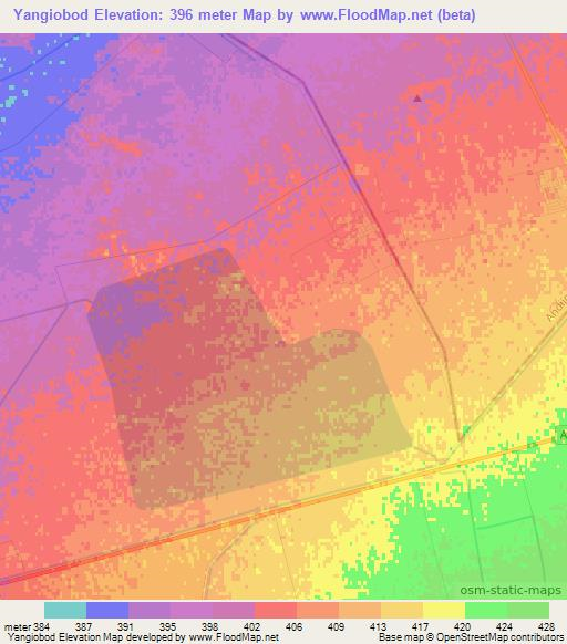 Yangiobod,Uzbekistan Elevation Map