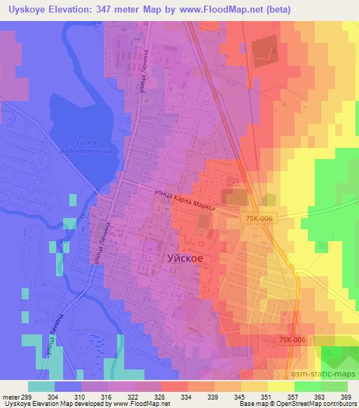 Uyskoye,Russia Elevation Map