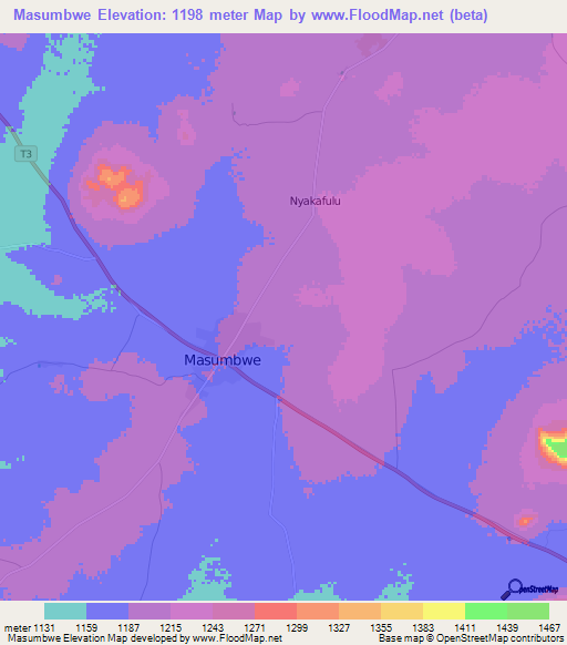 Masumbwe,Tanzania Elevation Map