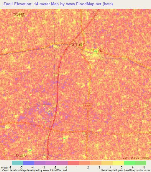 Zaoli,China Elevation Map