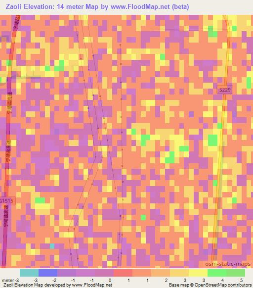 Zaoli,China Elevation Map