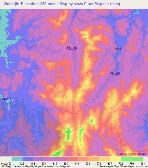 Wubaijin,China Elevation Map