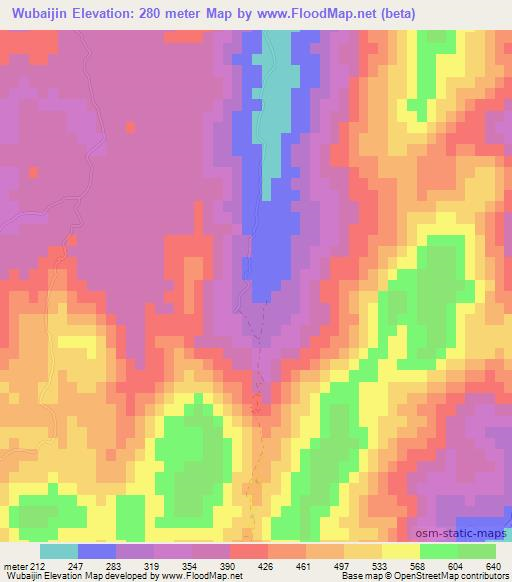 Wubaijin,China Elevation Map