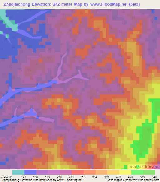 Zhaojiachong,China Elevation Map