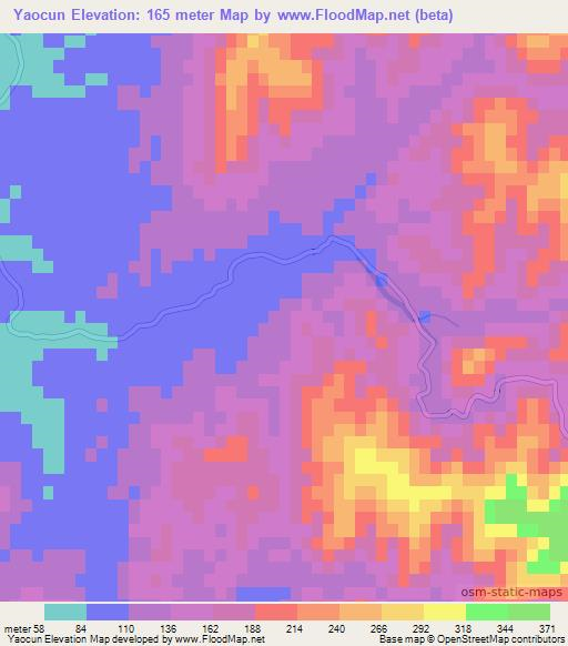 Yaocun,China Elevation Map