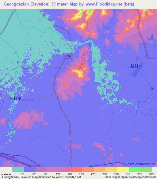 Guangdexian,China Elevation Map