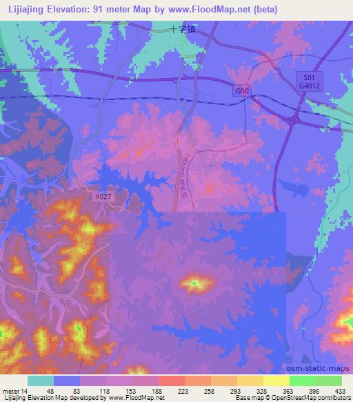 Lijiajing,China Elevation Map