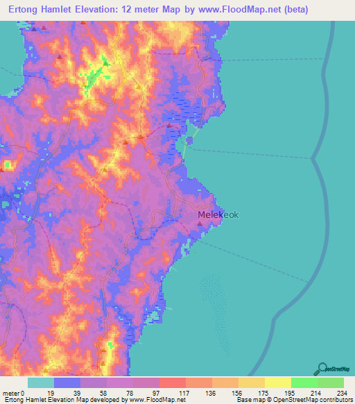 Ertong Hamlet,Palau Elevation Map