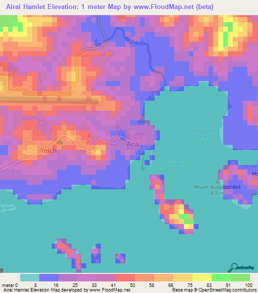 Elevation of Airai Hamlet,Palau Elevation Map, Topography, Contour