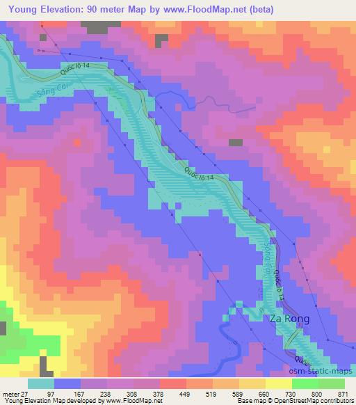 Young,Vietnam Elevation Map