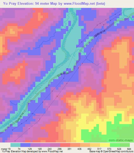 Yo Pray,Vietnam Elevation Map