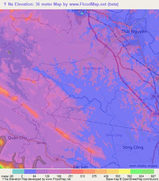 Y Na,Vietnam Elevation Map