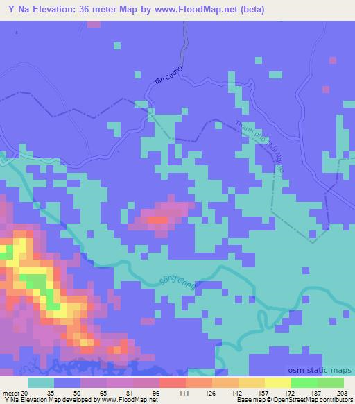 Y Na,Vietnam Elevation Map