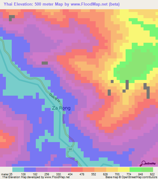 Yhai,Vietnam Elevation Map