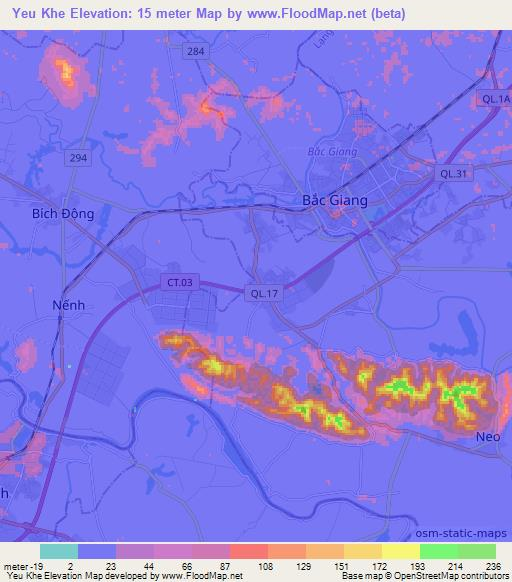 Yeu Khe,Vietnam Elevation Map