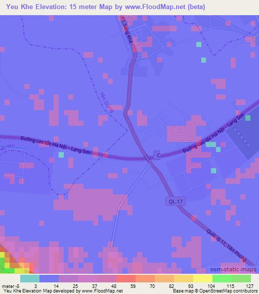 Yeu Khe,Vietnam Elevation Map