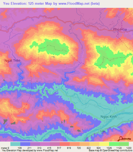 Yeu,Vietnam Elevation Map