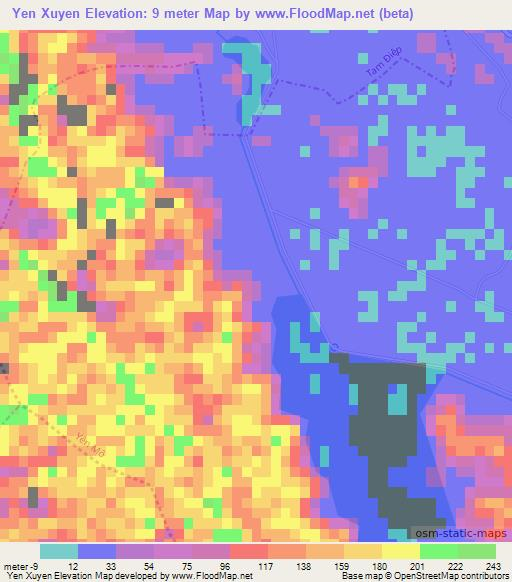 Yen Xuyen,Vietnam Elevation Map