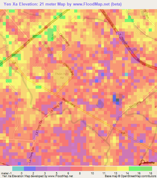 Yen Xa,Vietnam Elevation Map