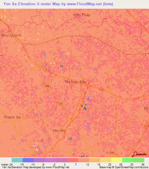 Yen Xa,Vietnam Elevation Map