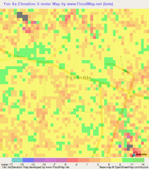 Yen Xa,Vietnam Elevation Map