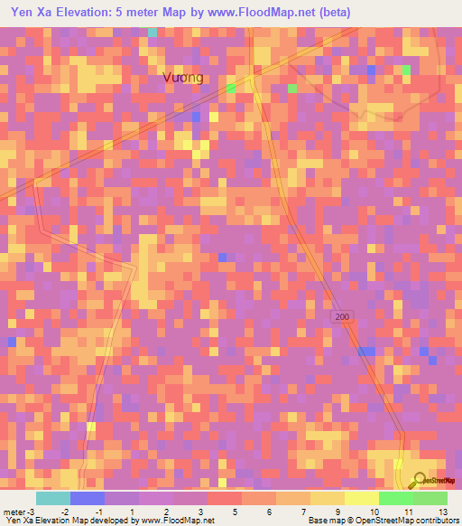 Yen Xa,Vietnam Elevation Map