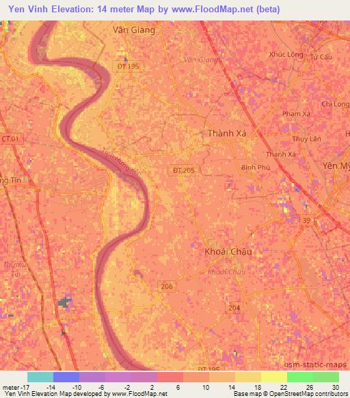 Yen Vinh,Vietnam Elevation Map