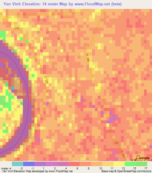 Yen Vinh,Vietnam Elevation Map