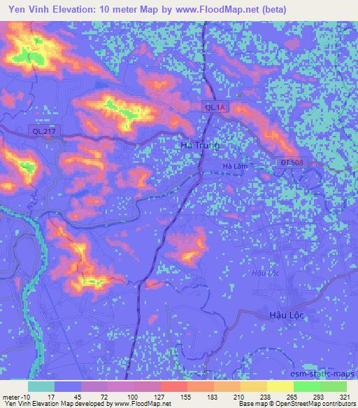 Yen Vinh,Vietnam Elevation Map