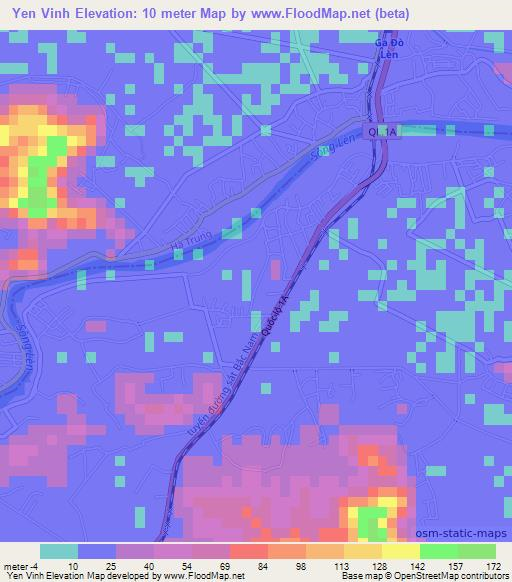 Yen Vinh,Vietnam Elevation Map