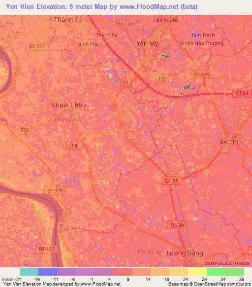 Yen Vien,Vietnam Elevation Map