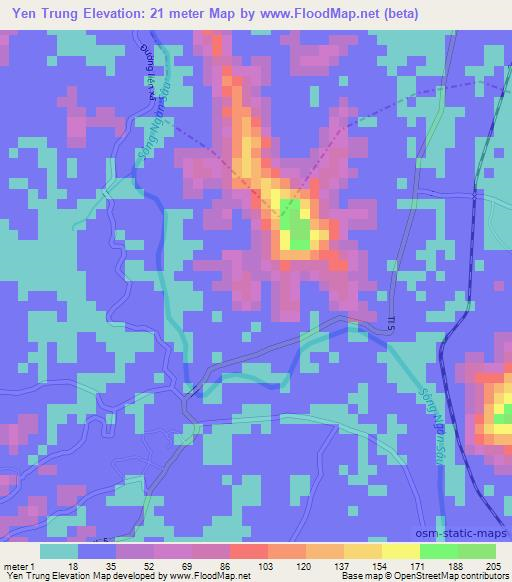 Yen Trung,Vietnam Elevation Map