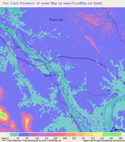 Yen Trach,Vietnam Elevation Map