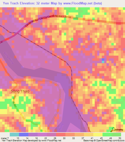 Yen Trach,Vietnam Elevation Map