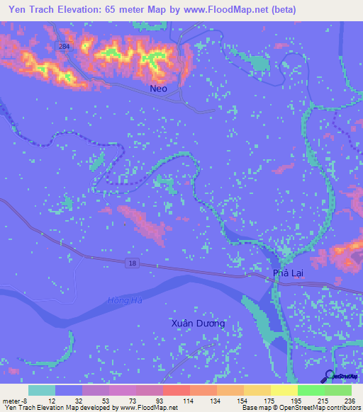 Yen Trach,Vietnam Elevation Map