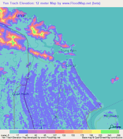 Yen Trach,Vietnam Elevation Map