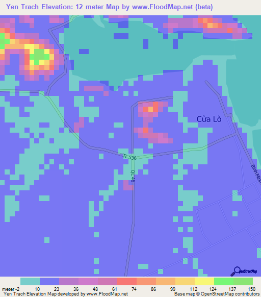 Yen Trach,Vietnam Elevation Map