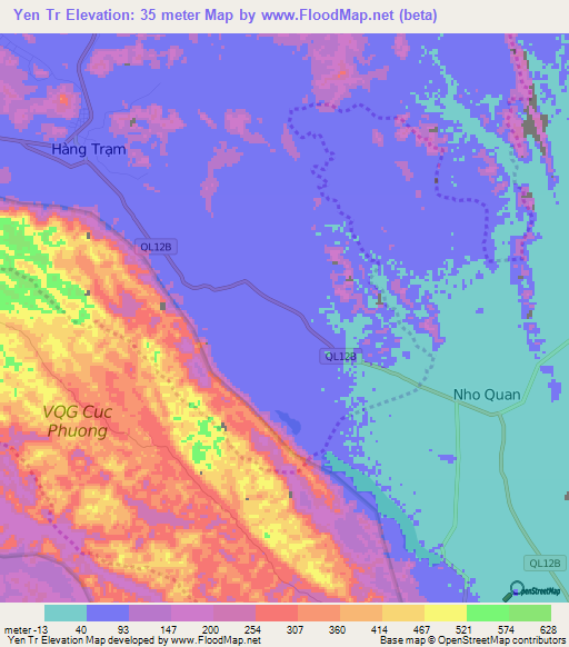 Yen Tr,Vietnam Elevation Map