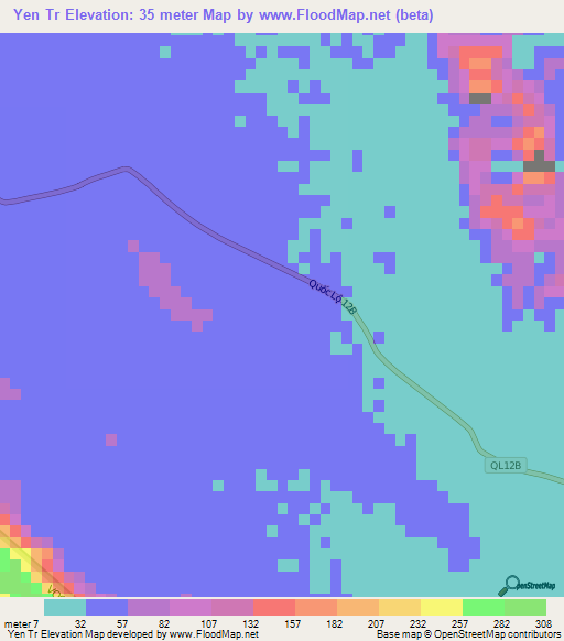 Yen Tr,Vietnam Elevation Map