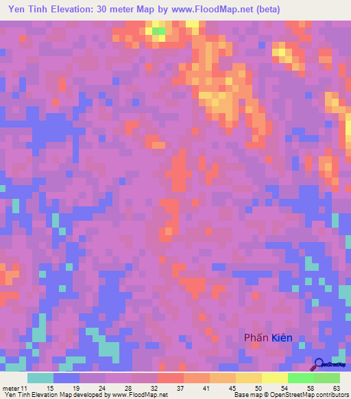 Yen Tinh,Vietnam Elevation Map