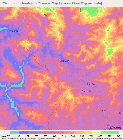 Yen Thinh,Vietnam Elevation Map