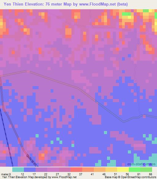 Yen Thien,Vietnam Elevation Map