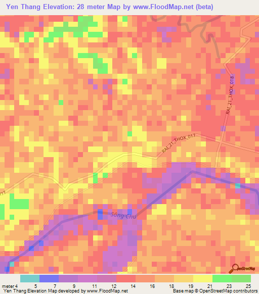 Yen Thang,Vietnam Elevation Map