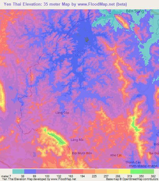 Yen Thai,Vietnam Elevation Map