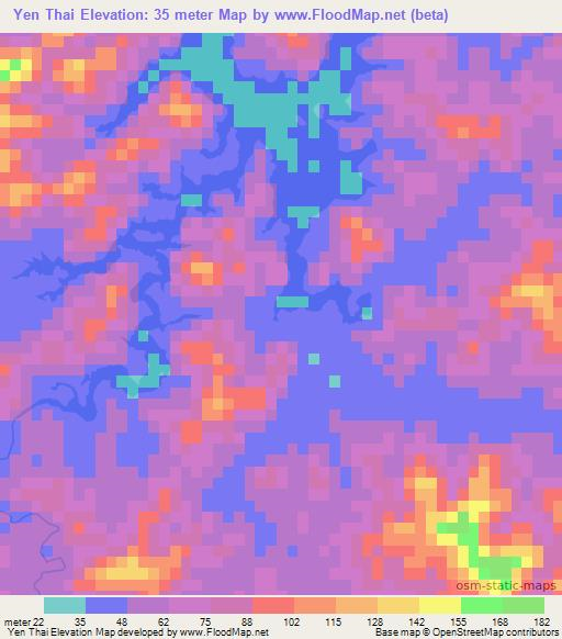 Yen Thai,Vietnam Elevation Map