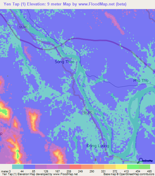 Yen Tap (1),Vietnam Elevation Map